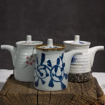 

Japanese Art Ceramic Sauce Vinegar Spare Bottle Oil Pot Single Simple Household Seasoning Bottle Seasoning Jar Kitchen Supplies