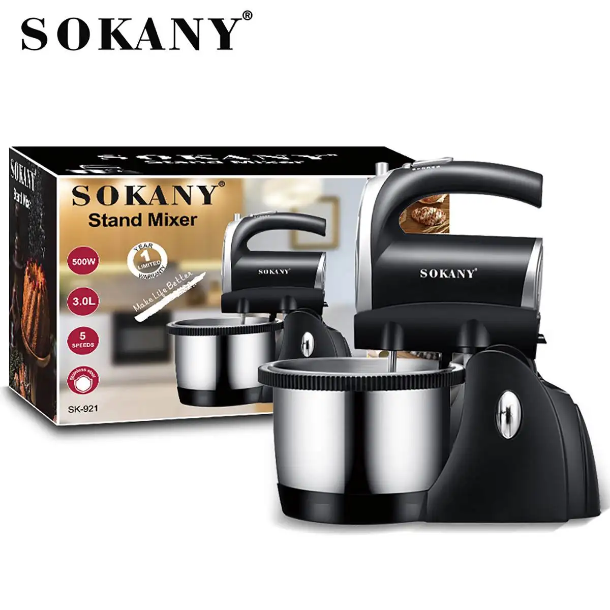 Electric Food Mixer 3L 5 Speed Multi Food Stand Mixer Egg Whisk Dough Cream Blender Whipping Cream Machine Handheld Beater