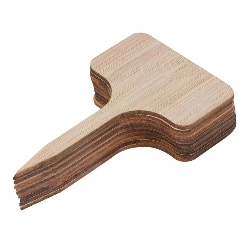 Etiquetas de plantas de bambú tipo T, etiquetas de señal de plantas de madera ecológicas, marcadores de jardín para semillas de hierbas en macetas, herramientas de flores 10*6cm, 10 Uds.