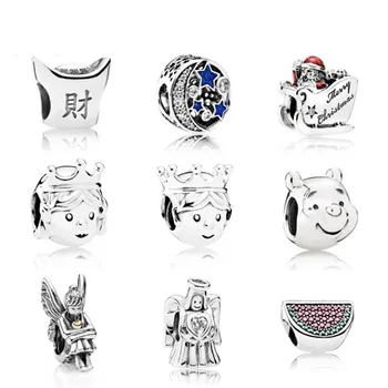 

NEW 100% 925 Sterling Silver Beads Fish Charms With Enamel CZ Fit Women Original Bracelet DIY bracelet factory Wholesale