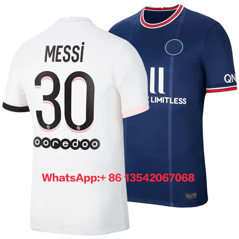 Camiseta de fútbol de Messi Home Away para hombres, de fútbol azul de alta calidad para adultos y niños, MBAPPE, 2021/2022|Camisetas| - AliExpress