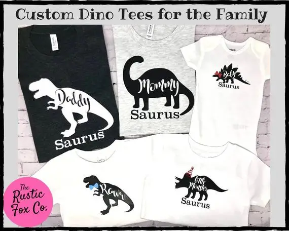 Dinosaur Family Shirts Kid Dinosaur Custom Dino Shirts Kids Family Matching T-shirts Birthday Shirts Mama Saurus Papa Saurus Baby Saurus