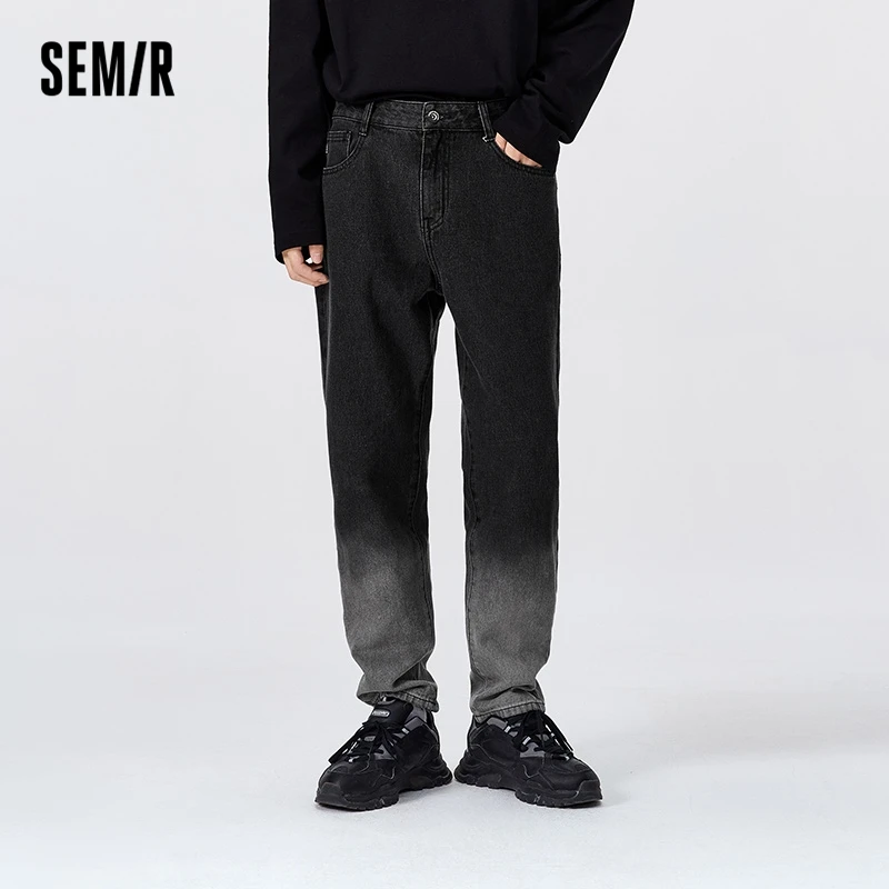 

SEMIR Jeans Men 2021 Autumn New High Street Trend Gradient Trousers Korean Loose Cotton Pencil Pants