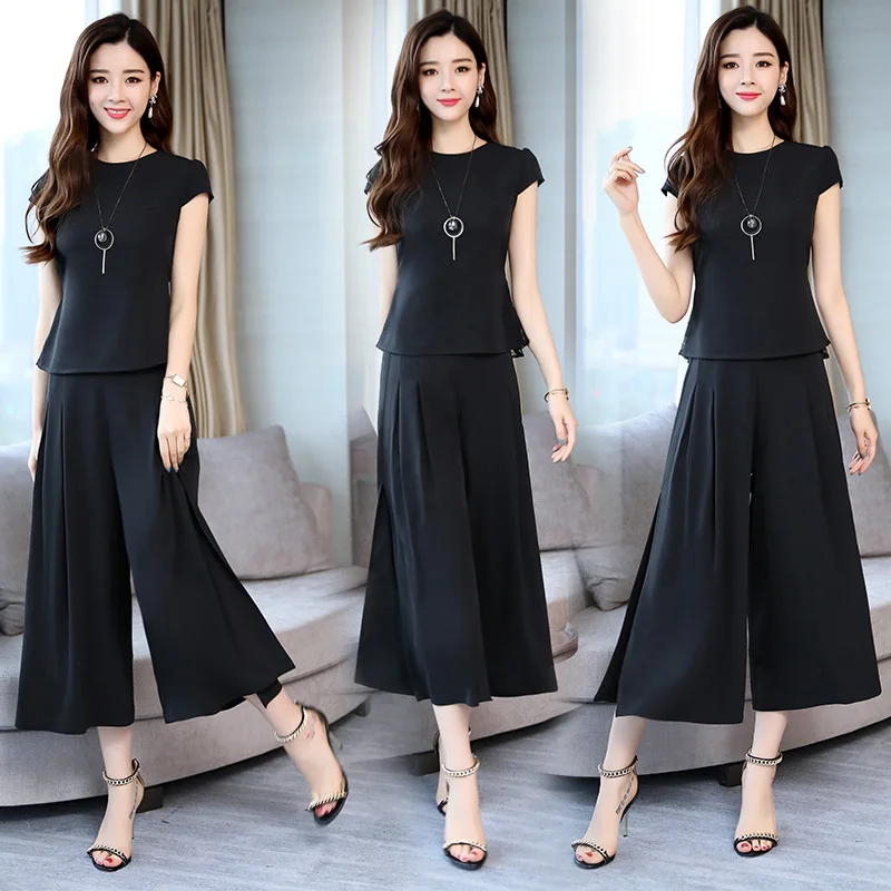 

Set/Suit Skirt Solid Color Comfortable Two-Piece Set Korean-style 2019 Summer Elegant Fashion Slimming