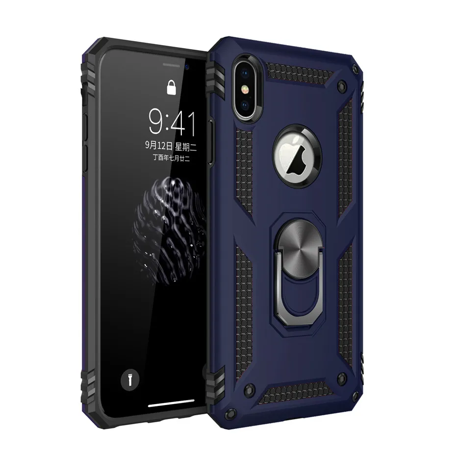 

Luxury Armor Soft Shockproof Case For IPhone XR XS Max X Silicone Bumper Case For IPhone 6 6s 7 8 Plus Metal Ring Case