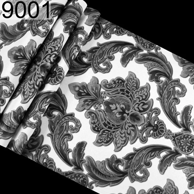 9001 Европейский стиль 3D тисненые Цветочные Роскошные Дамасские обои для гостиной спальни ТВ фон обои для рабочего стола рулон для стен - Цвет: 9001