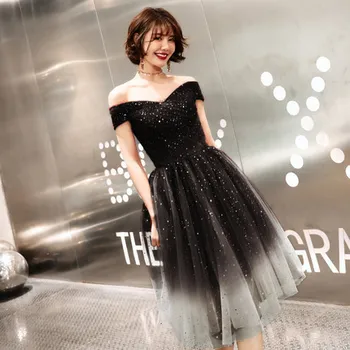 

Women Beads Sequins Black Cheongsam Sexy One Shoulder Evening Party Dress Qipao Ball Mesh Dress Bling Elegant Vestidos De Festa