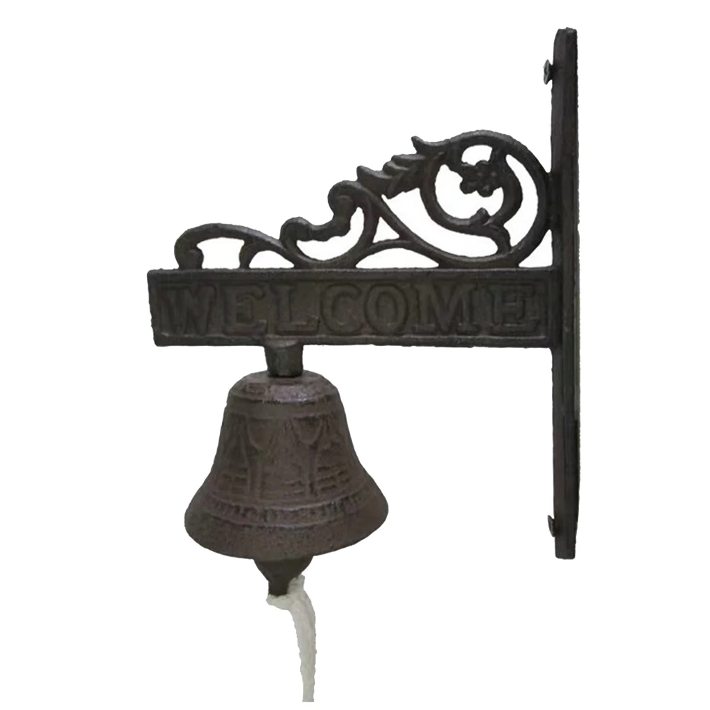 Outdoor Dinner Bells Cast Iron Bracket Mounts Bell Indoor Outdoor Wall Decor