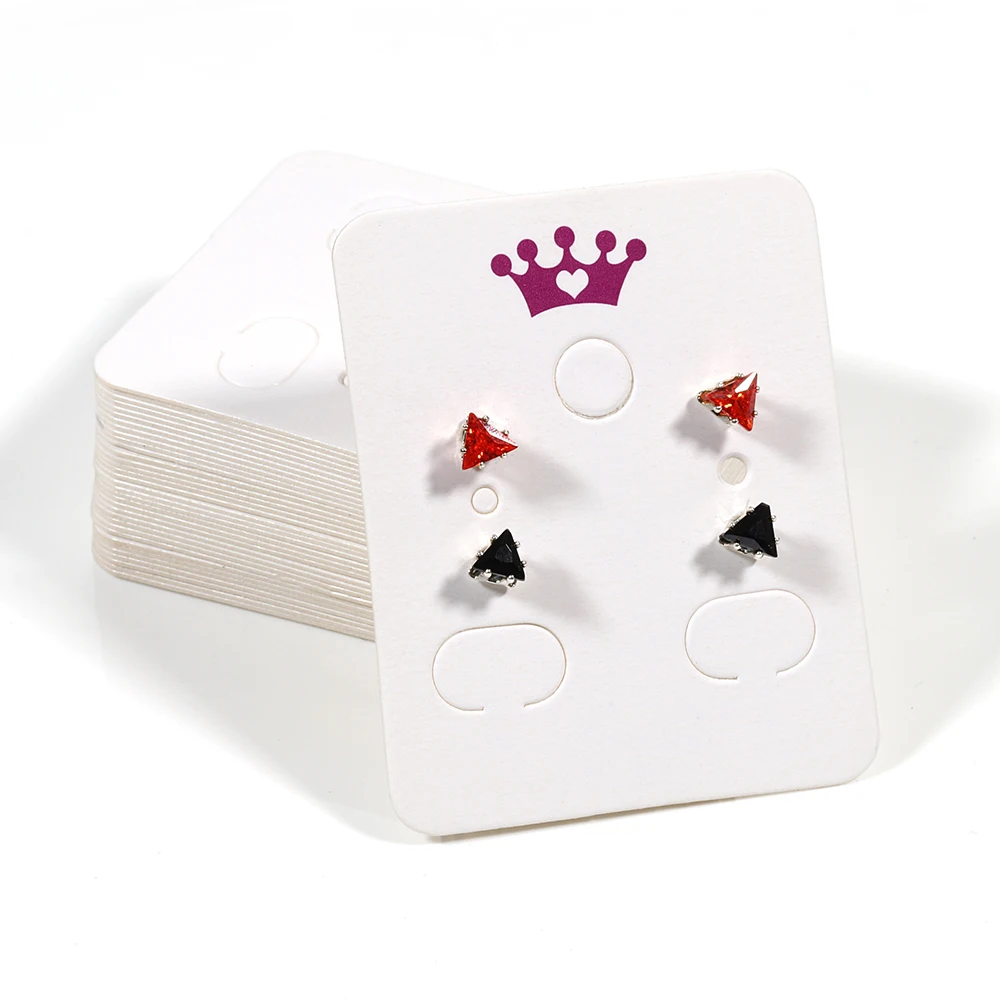 50pcs 3.8x4.8cm Earring Display Card Earring Card Holder Blank Kraft Paper Tags DIY Ear Studs Long Drop Jewelry Display