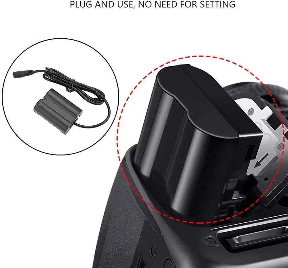 Adaptador de Alimentação ac dc En-el15 Kit Bateria Manequim para Nikon z6 z7 D7500 D7100 D7100 D750 D780 D800 D810 D850 1v1 - Image 5