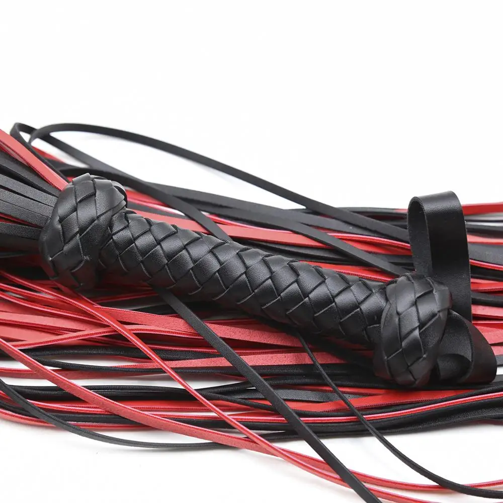 Фетиш черный и красный плетка из кожи ПУ Flogger ручка шлепки Paddle Knout флирт БДСМ