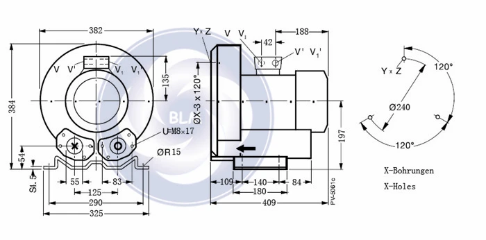 2RB710-7AH16 2.2KW/2.55KW высокое давление 3AC трехфазный воздуходувы/вакуумный насос для креветки рыбы пруд фермерство аэрация аэратор