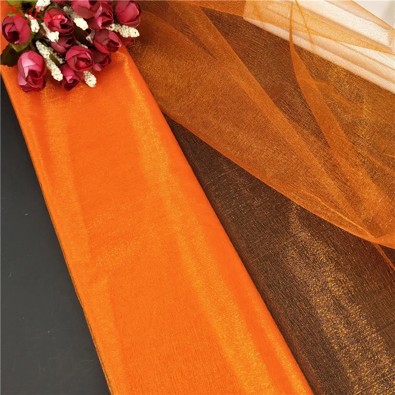 orange Фатиновая юбка-пачка для девочек, 48 см x 10 м, из органзы, из прозрачной газовой ткани, с блестящими кристаллами, в рулоне «сделай сам», подарок для вечеринки или свадьбы, 7zSH015 - Цвет: orange