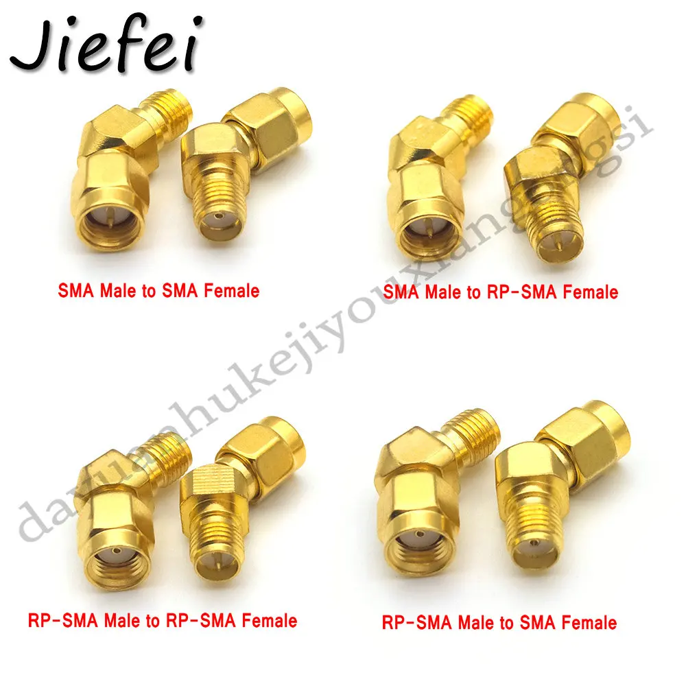 2pcs FPV Coaxial Adapter RP-SMA Male to RP-SMA Female Gold Plated 90-Degree 