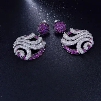 

Dubai ladies banquet retro luxury earrings fine jewelry color separation gold red ruby earrings lady jewelry gift