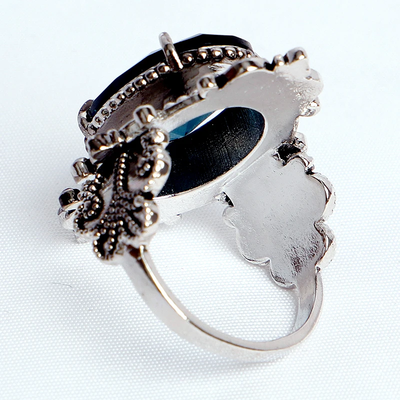 HuiSept Vintage 925 Silver Ring Jewellery Big Oval Shaped Sapphire Gemstones Rings for Male Female Wedding Party Gifts silver ring wedding rings silver rings gemstone ring