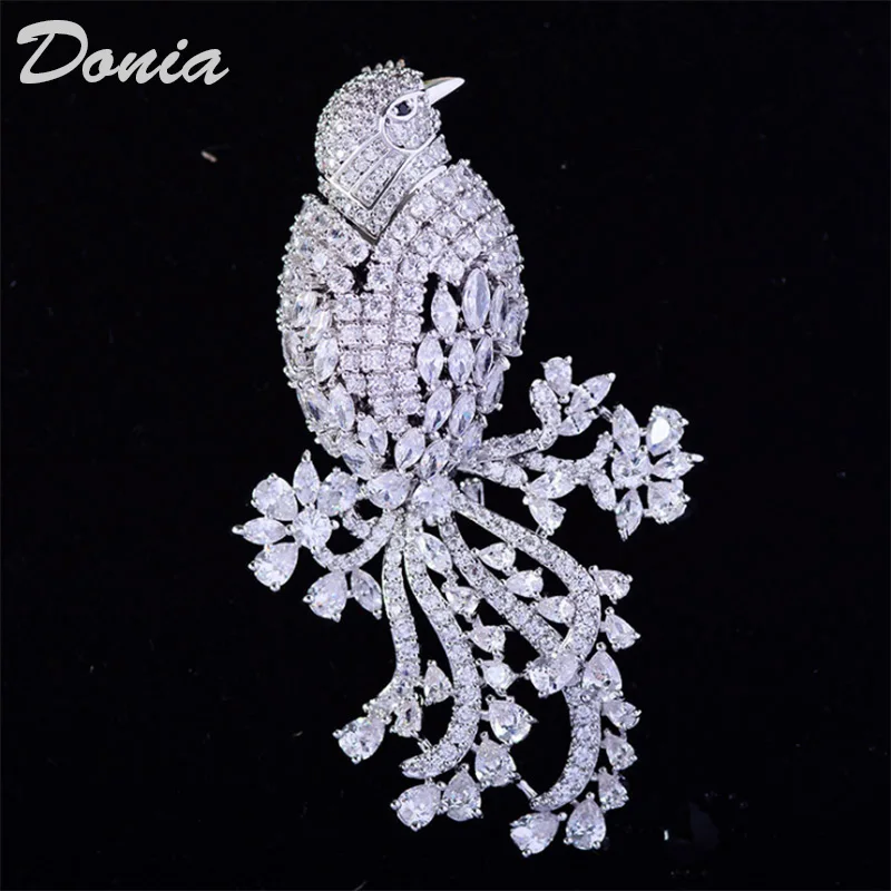 Donia jewelry Fashion ladies high-end bird brooch simple copper micro-inlaid AAA zircon accessories coat brooch scarf jewelry