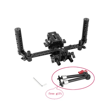 

Kayulin Open-ended Camera Cage Kit With Manfrotto QR Plate & 15mm LWS Rod System & Cheese Grips & Lens Support live broadcasting