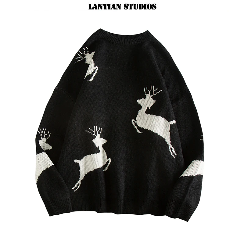 LT Studio, Рождественский свитер для пары, Осень-зима, пуловер с принтом оленя, женские милые свитера