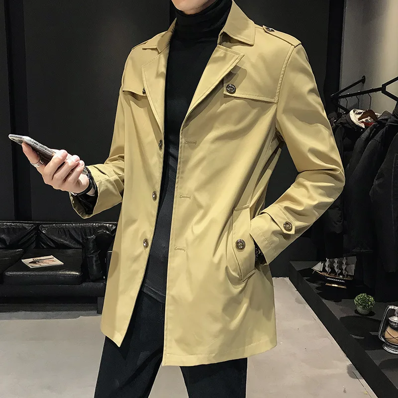 

Windbreaker Male Jacket Loose Coat Mabrigo Hombre 2020 Spring Male Streetwear Fashion Windbreaker Jacket Men Long Trench Black