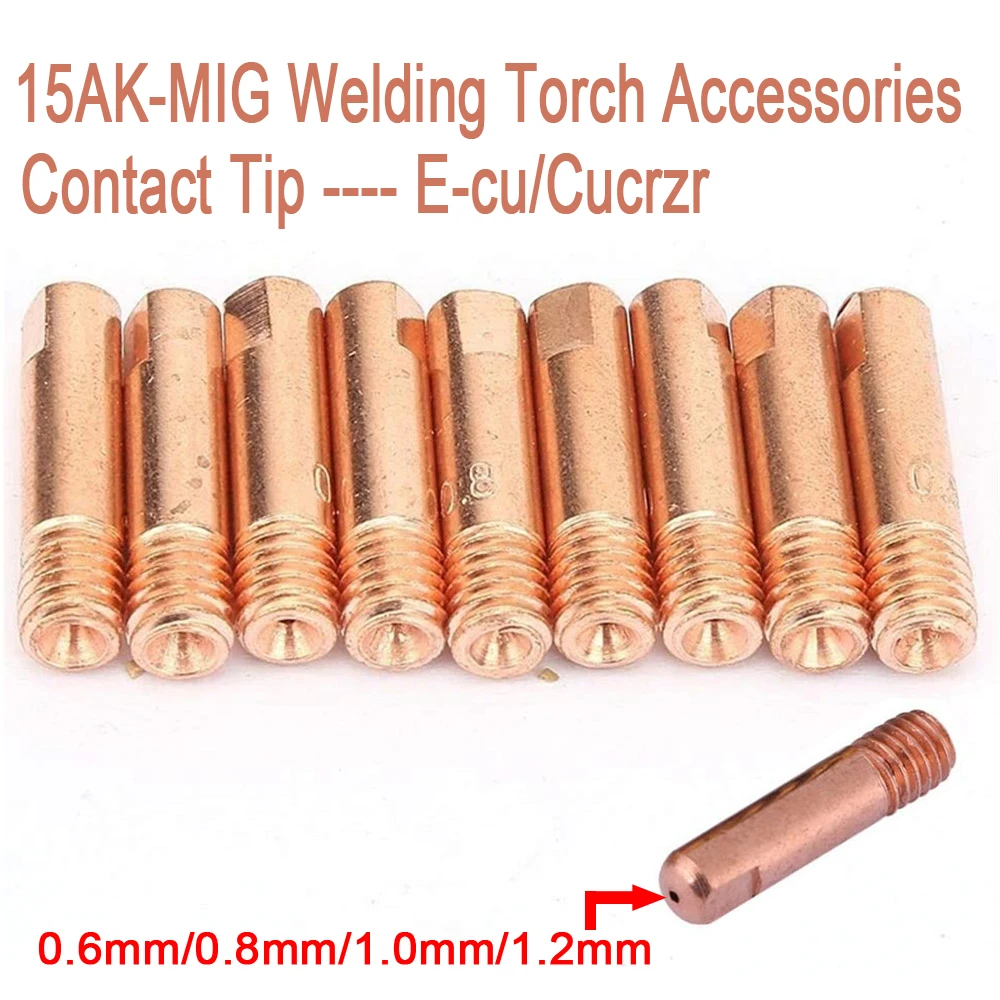 Welding Torch MB-15AK M6*25mm MIG/MAG Welding Torch CuCrZr/E-cu Contact Tip Gas Nozzle 0.6/0.8/0.9/1.0/1.2mm Accessories