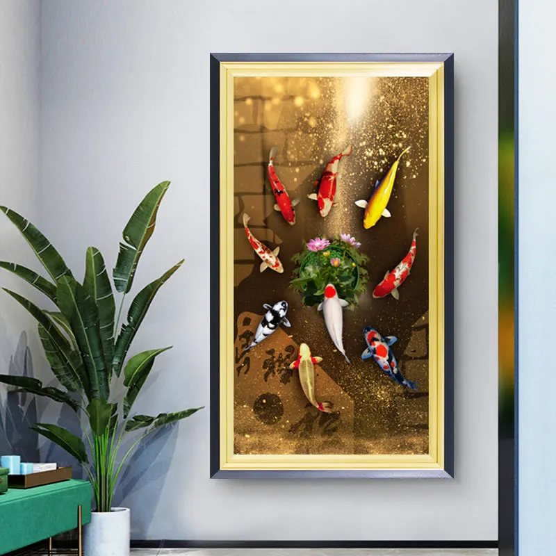 Китайский Стиль красный Koi Lucky Carp холст для живописи Рыба Золотая рыбка плакат
