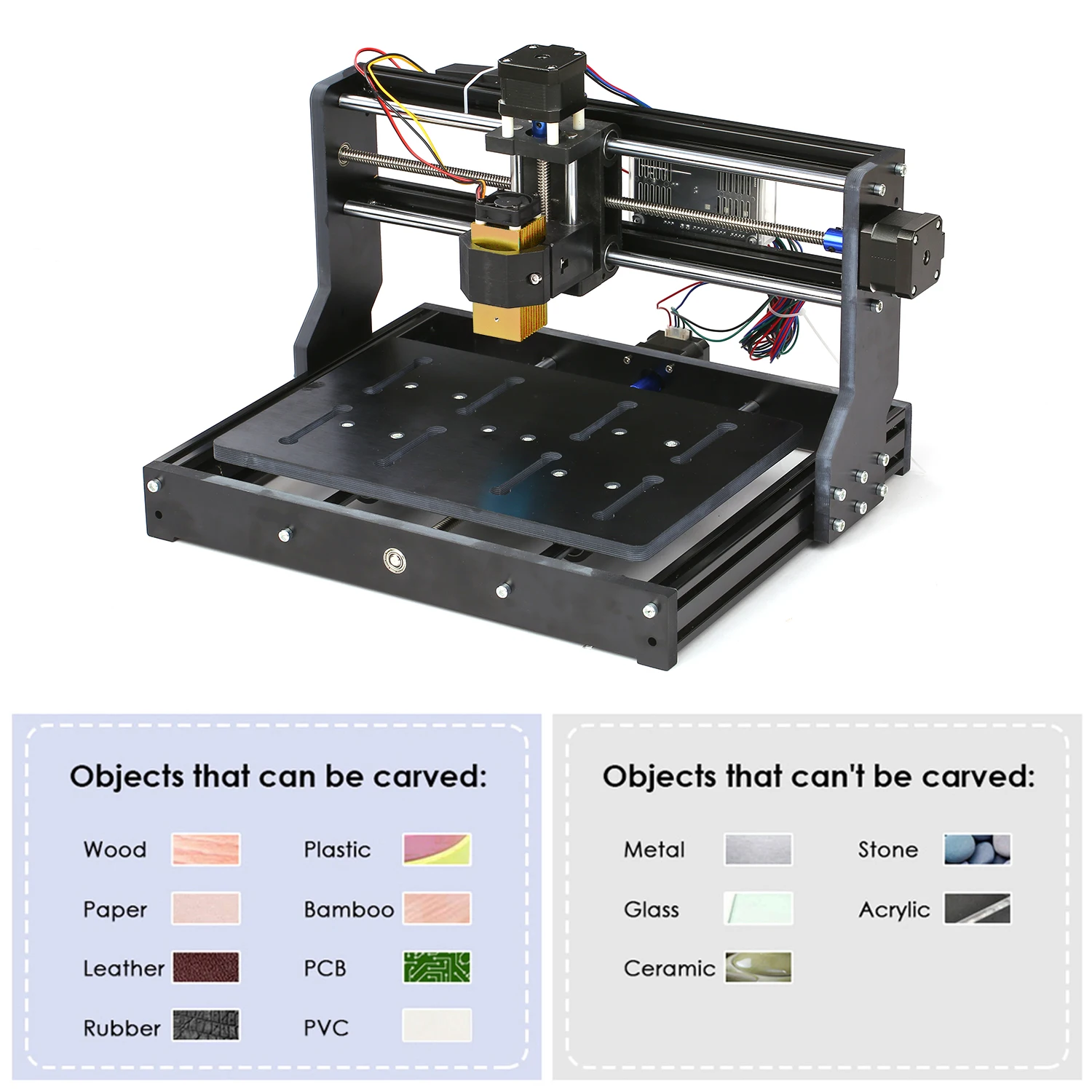 

Hot CNC3020 15W/7W Mini DIY CNC Router Laser Engraver Engraving Machine with 300x200x45mm Large Working Area ER11 Spindle Chuck