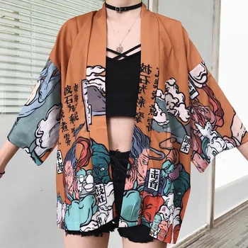 

Japanese Style Robe Fashion Cardigan Women Kimono Traditional Japan Cosplay Costume Femme Yukata Obi Haori Jackets Asian Clothes