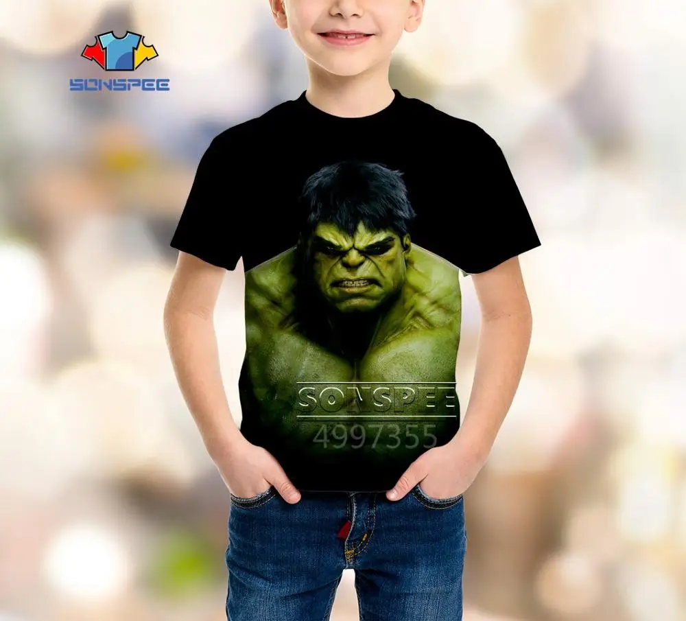 9 SONSPEE Hulk green Harajuku/уличная одежда для мальчиков и девочек, модная футболка аниме, Повседневная футболка с 3D принтом, футболки с короткими рукавами, A546 - Цвет: 9