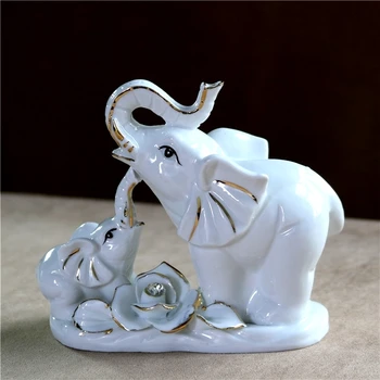 

CERAMICS MOM AND BABY ELEPHANT MINIATURE PORCELAIN ELEPHANT FIGURINE HANDICRAFT ORNAMENT DECOR BIRTHDAY GIFT FOR MOTHER'S DAY