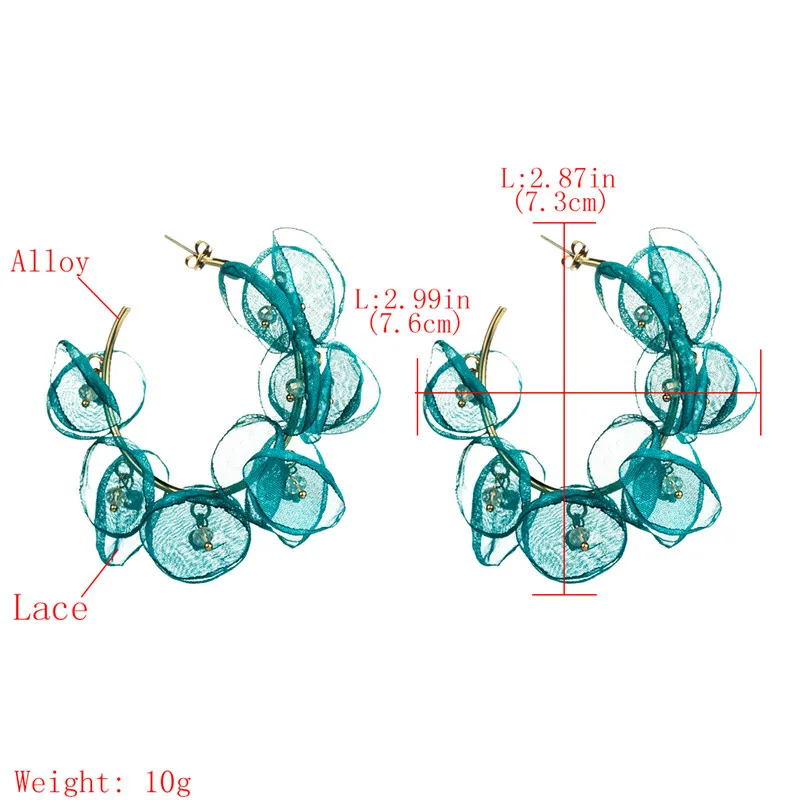 Pauli Manfi модные кружевные серьги-кольца Цветок женские круглые большие серьги-гвоздики