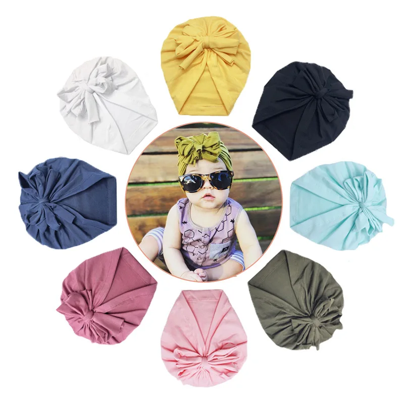 Bowknot Baby Headband Hat Stretchy Turban Headband Infant Head Wrap haarband Beanie Hat Baby Girl Headwear Baby Hair Accessories