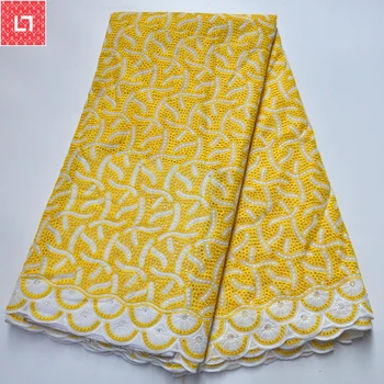 

2020 High Quality Swiss Voile lace In Switzerland 100% Cotton African Dry Lace Fabric gold Nigerian Lace Fabric Punched cotton