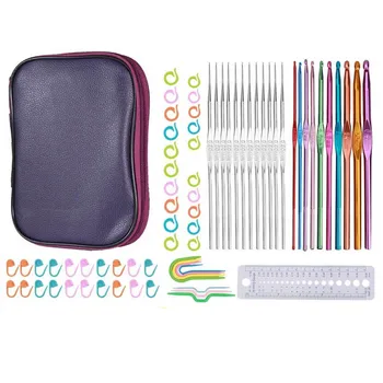 

Crochet Hooks Set DIY Hand Weave Yarn Kit Marking Clips Counting Circular Ring Knitting Craft Tools Random Color