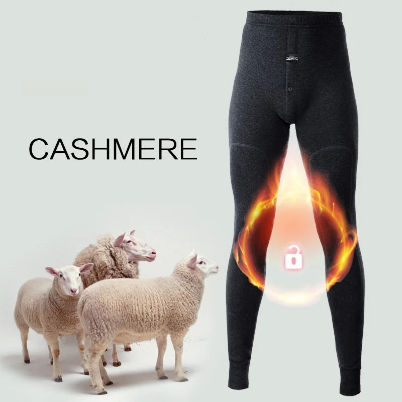 

ICPANS -20 dregree thermal underwear Winter pants Men Warm Fleece thick Protect the knee Cashmere long johns Underwear For Men