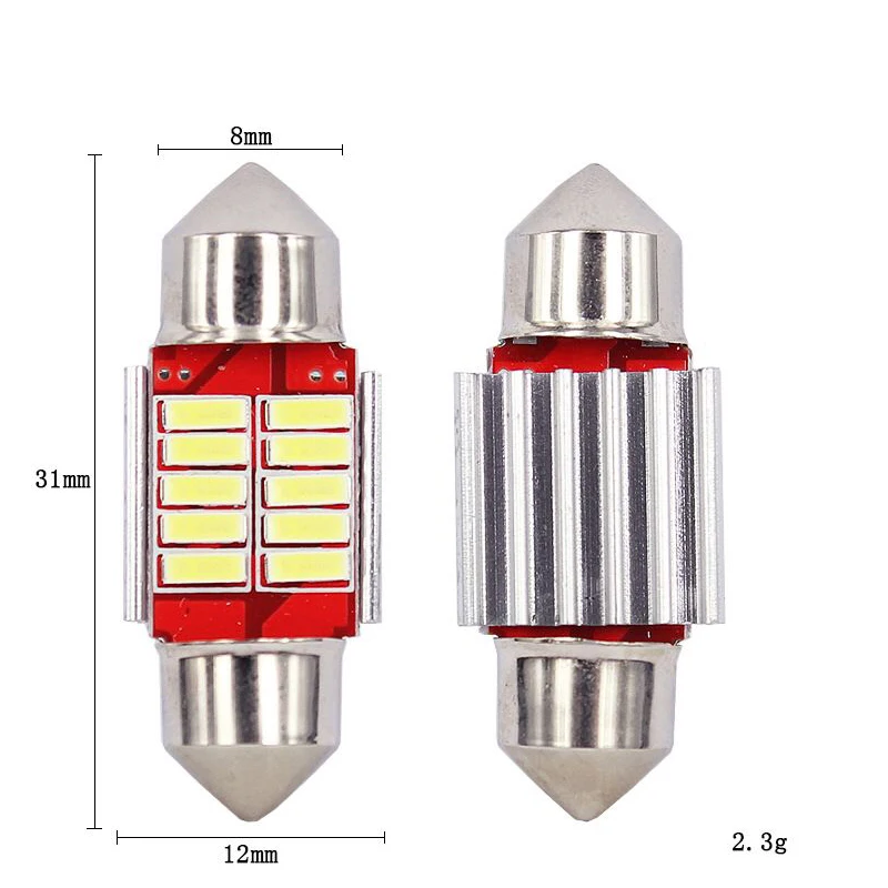 10 шт. гирлянда 31 мм 36 мм/39 мм/41 мм C5W CANBUS без ошибок авто светильник 12 SMD 4014 светодиодный салона Купол лампы для чтения белый DC12V