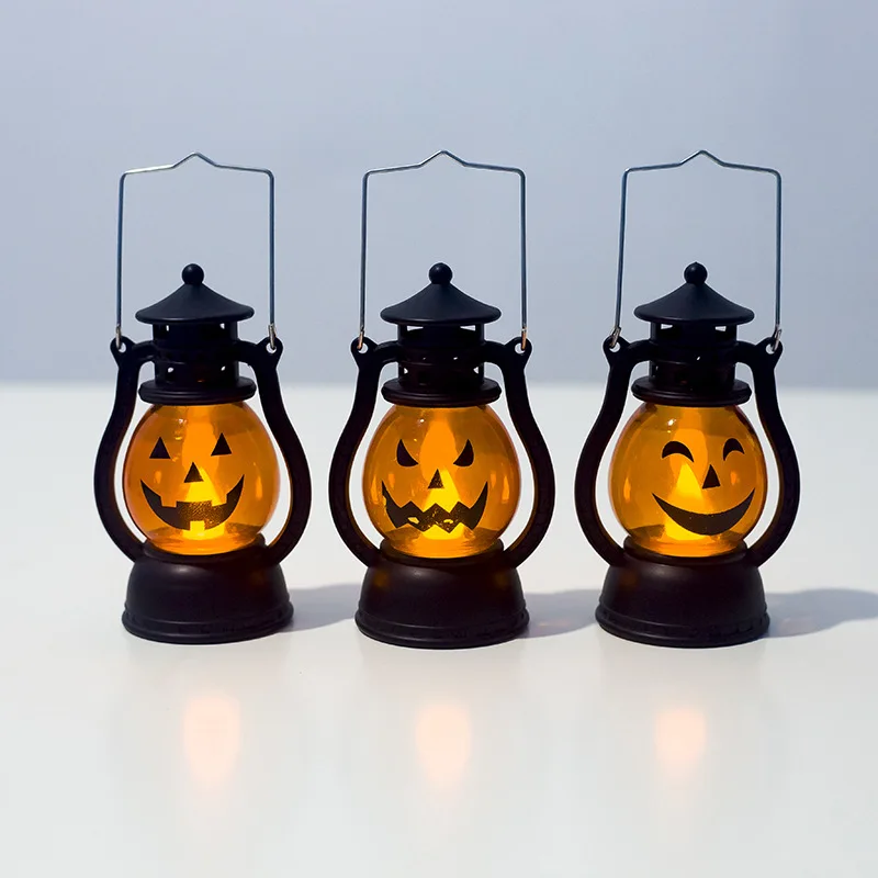 Halloween Pumpkin Lanterns Hanging Oil Lamp Wind Light Dazzling Toys for Halloween Decor Haunted House Decoration