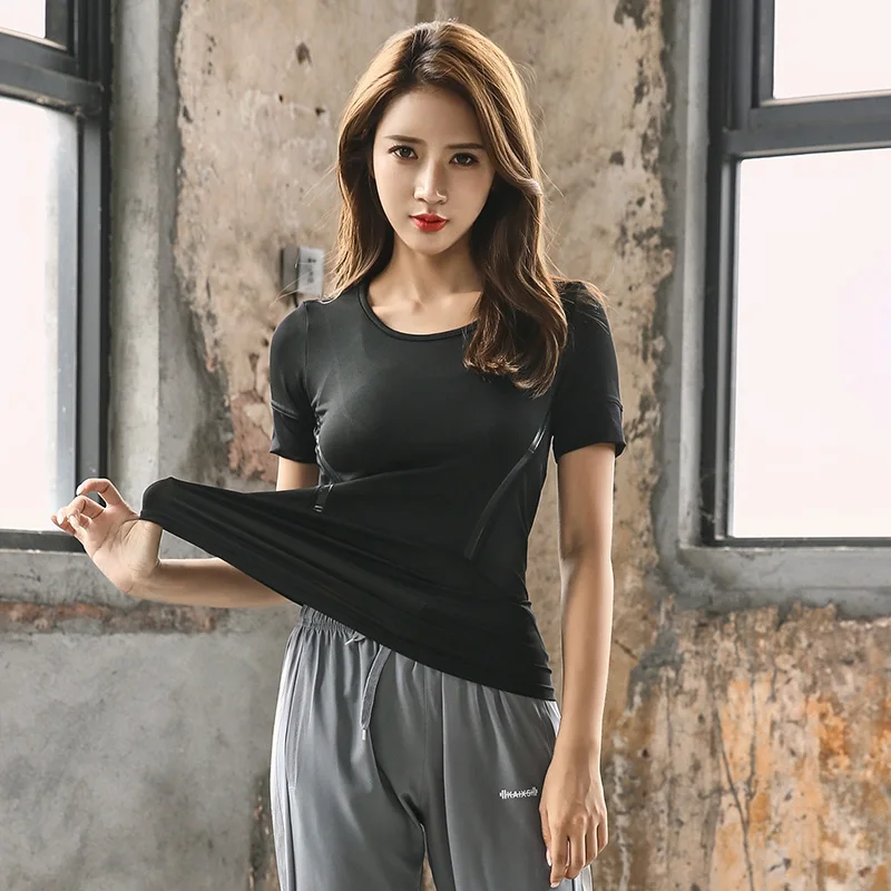 

Yoga Sport Long Sleeve Shirts Women Slim O-neck Fitness Gym Crop Tops T-shirt Quick Dry Seamless Athletic Tees