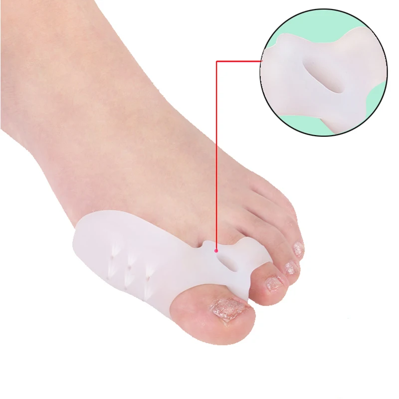 Silicone Toe Foot Cover Care 2pcs Silicone Gel Bunion Toe Corrector Orthotics Straightener Separator Pain Set Toe Braces TSLM2