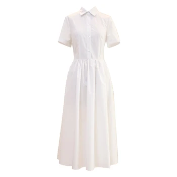 

2020 summer white shirt dress basic simple dress lapel dress