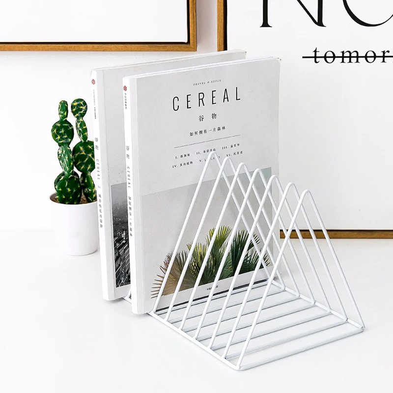

Nordic Triangle Simple Wrought Iron Desktop Storage Rack Shelf File Magazine Bookend Office Rack Holder Office Desk Organizer