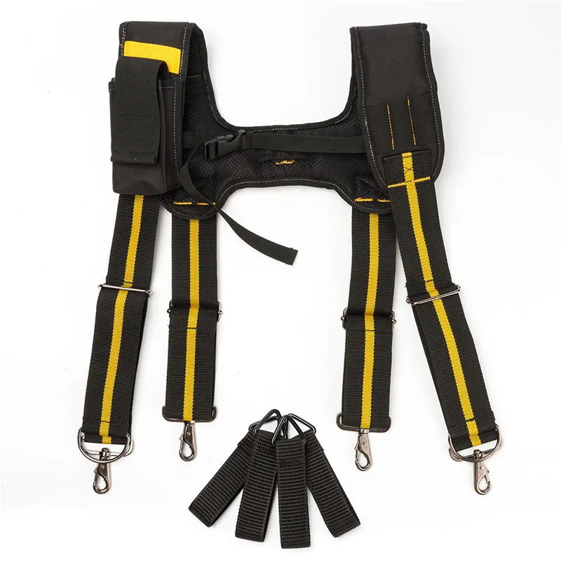 

H-type Design Padded Heavy Duty Work Tool Belt Braces Suspenders With 4 Support Loops For Reducing Waist Weight Tool Pouch