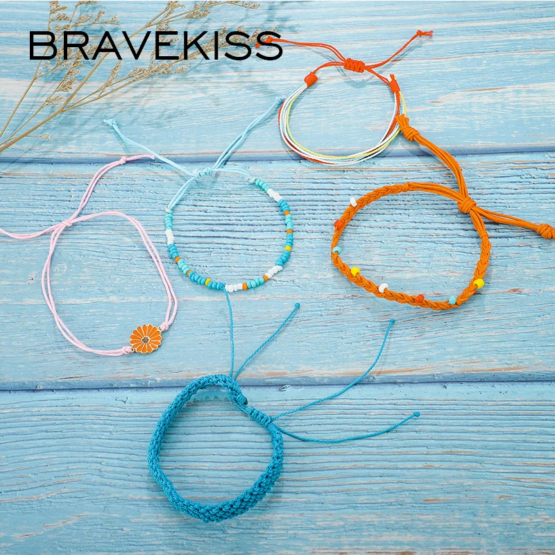 BRAVEKISS браслеты дружбы Vsco, набор для девочек, ручная работа, ромашки, браслеты, Boho Femme, аксессуары, браслеты, PB0497