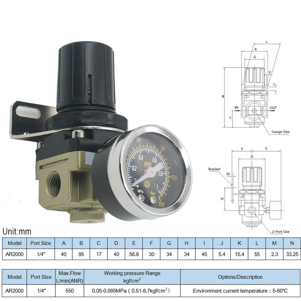 

Pneumatic Pressure Regulating Valve Pressure Reducer Air Pressure Regulating Processor Pneumatic components AR2000-02