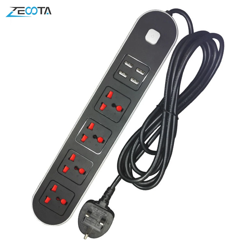 

Multi Power Strip Surge Protector 3 AC Electrical Plug Outlets Universal Socket with USB Charging Ports with 2m Extension Cord