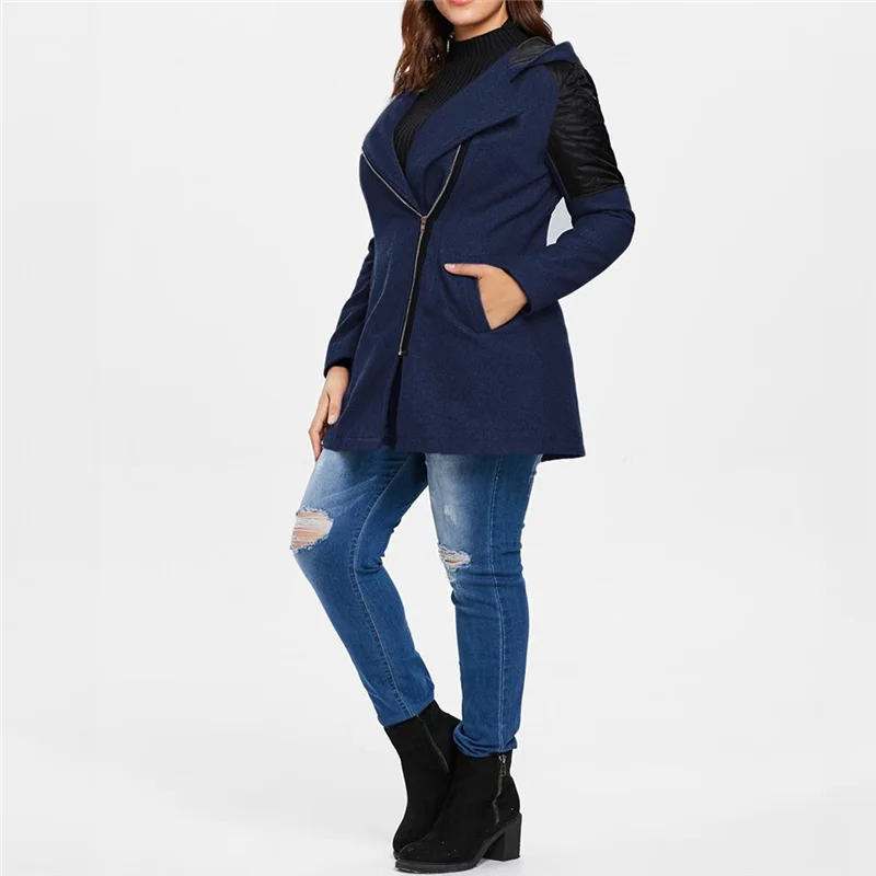 Female Jacket Women Warm Slim Jacket Thick Parka Overcoat Women Hooded Winter Autume Zipper Thick Patchwork Jacket Coat Outwear