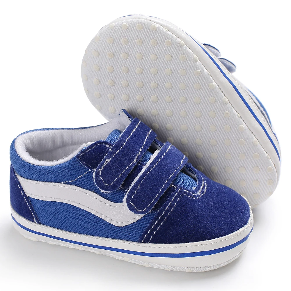 Повседневная детская обувь для новорожденных мальчиков; модная однотонная хлопковая парусиновая обувь на мягкой подошве на липучке; модная обувь для малышей
