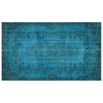 

Handmade Turquoise Vintage Overdyed Turkish Area Rug 158x268 Cm-5'2''X8'10''
