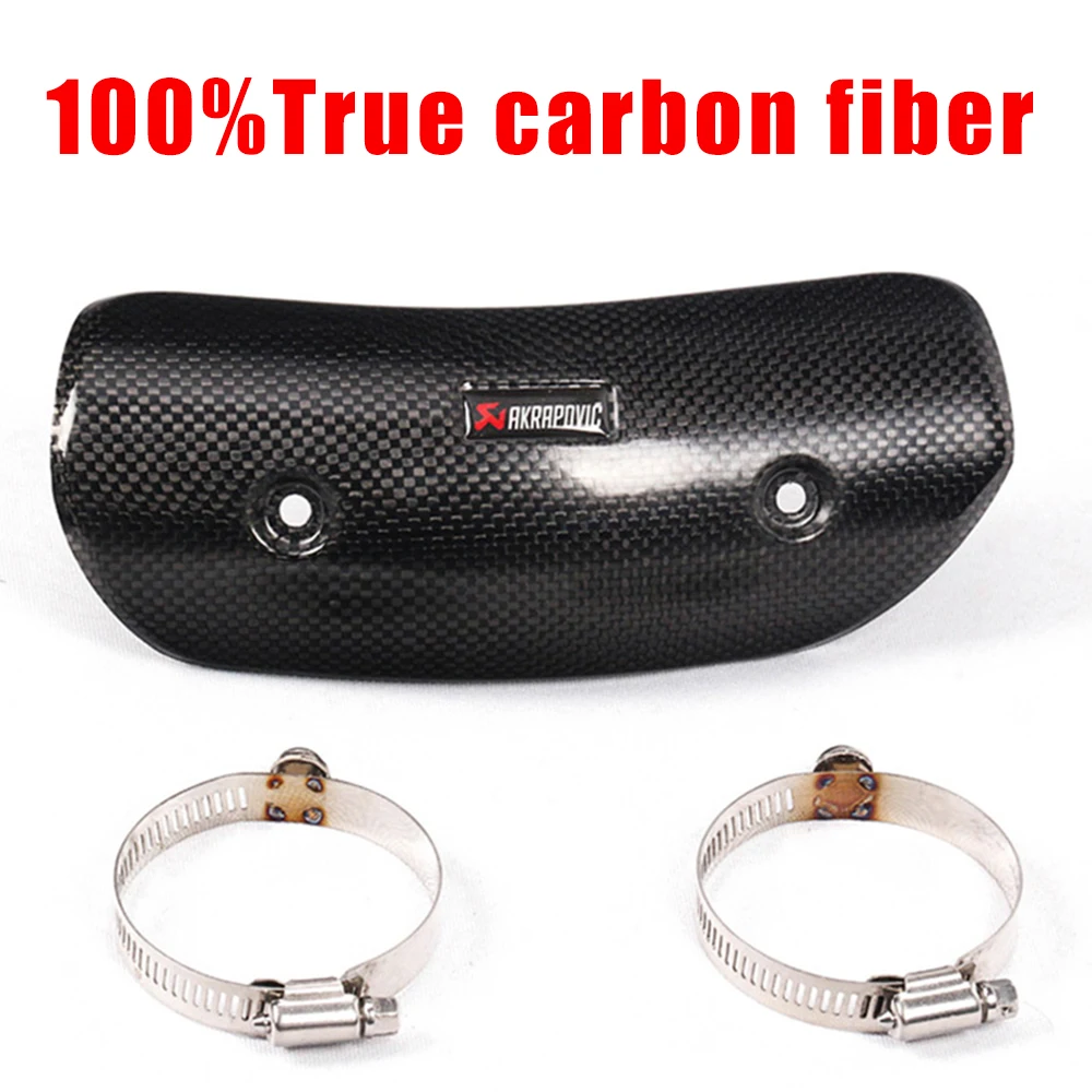 True carbon fiber Универсальный Akrapovic мотоциклетный глушитель труба крышка Анти-обжигающее углеродное волокно для z900 honda x4 yamaha fz16 shadow 750 - Цвет: True carbon fiber