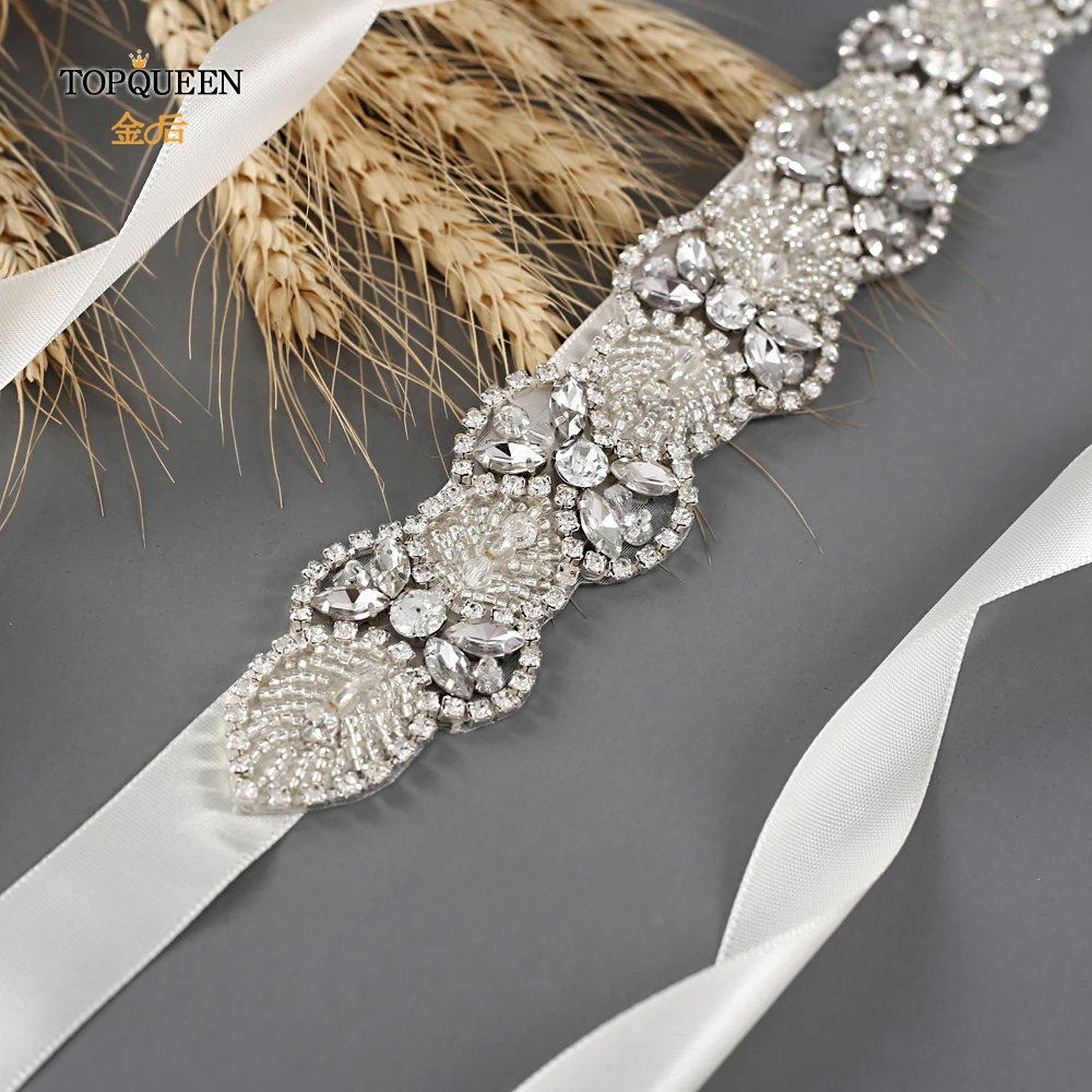 TOPQUEEN S411 crystal beaded wedding belt rhinestone sashes belts bridal belt for wedding dress belt fashion belt